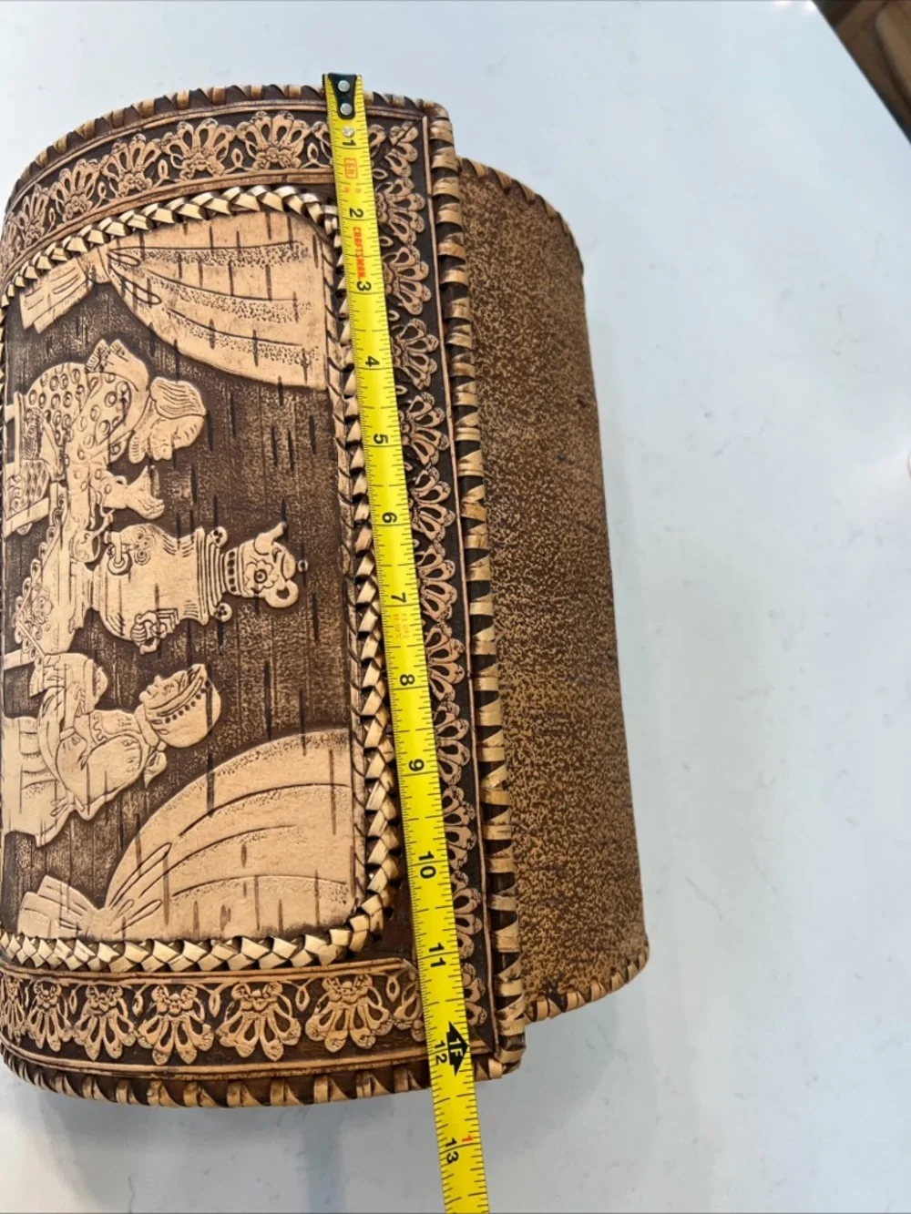 Hand carved Russian Birch Bark Bread Box